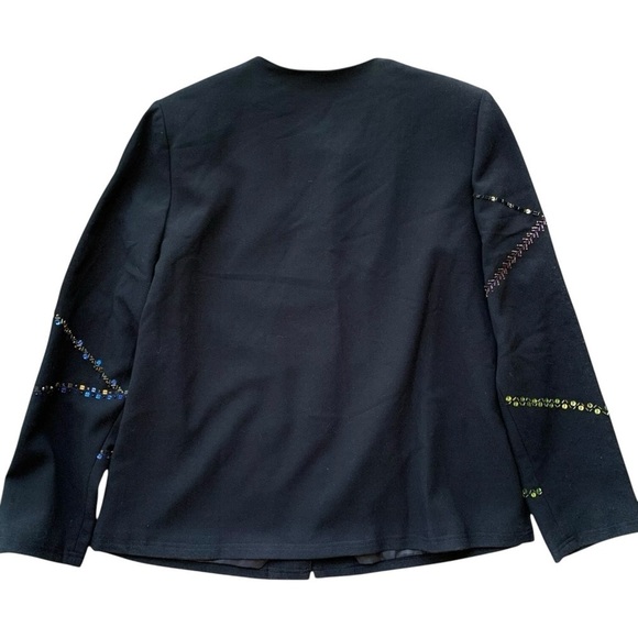 Vtg Susan Graver Style Sequined Beaded Formal Jacket Black Multicolor Size M - Picture 2 of 8